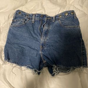 Upcycled Levi’s Shorts from Undone by Kate- no size waist=33” inches